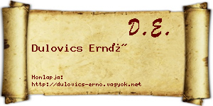 Dulovics Ernő névjegykártya