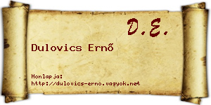 Dulovics Ernő névjegykártya